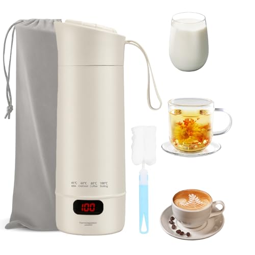 Mini Wasserkocher Tragbar 400ml, Reisewasserkocher Klein Elektrisch mit 4 Temperaturstufen, 300W Schnellkochen BPA-Frei 304 Edelstahl Innen, Automatische Abschaltung für Unterwegs Büro Tee Babymilch Mini Wasserkocher Tragbar 400ml, Reisewasserkocher Klein Elektrisch mit 4 Temperaturstufen, 300W Schnellkochen BPA-Frei 304 Edelstahl Innen, Automatische Abschaltung für Unterwegs Büro Tee Babymilch