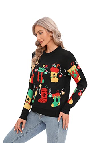 Image of LUBOT Ugly Christmas Sweaters for Women Cute Fuzzy Funny Wintertime and Holiday Parties Knitted Pullover Sweater