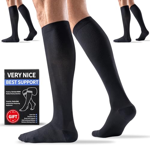Medical Compression Socks 20-30 mmHg for Men Women (3 Pairs) - Best Support for All Day Wear, Pain Relief, Circulation