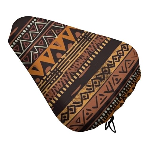 African Mud Cloth Tribal Bike Seat Cover for Men Women, Waterproof & Dustproof Bike Seat Cushion with Drawstring, Adjustable Bicycle Saddle Cover for Or Rain & Sun Protection