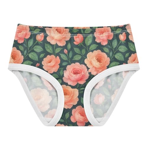 Joisal Cotton Girls Underwear Toddler Vintage Floral Pink Flowers Panties Little Girl Durable Briefs Undies Kids 2t