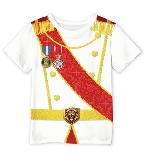 Toddler Boys Girls Halloween Funny Prince Tee Shirt Cute Short Sleeve Top White Royal 4 Years