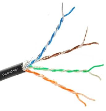 CablesOnline 250ft CAT5e 100% Pure Copper Gel-Filled Watherproof Direct Burial Outdoor Bulk Cable, Black, UB250D