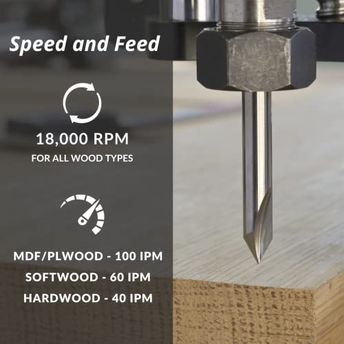 Routybits - 60 Degree - V Bit Engraver - 1/4 Inch Shank, Solid Carbide, Engraving, Cnc Router Bits #TOP4