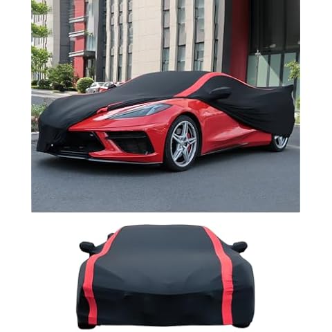NUBEHONE C8 Car Cover Fit for Corvette C8 Stingray Z51 Z06 E-Ray 2020 2021 2022 2023 2024 2025 Indoor Dust Protection Car Cover Compatible with Rear High Wing Spoiler C8 Accessories Cover