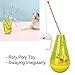 JOROBURO Cat Chasing Toy, Clear Color Cat Snack Toy Anxiety Ease Built in Bell Ball, Cat Roly Poly Toy Exercise Attractive Plush Mouse Cat Stick for Indoor Cats Kittens (Yellow)