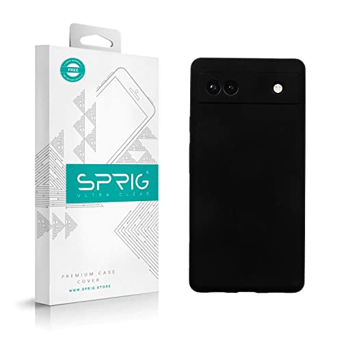 Image of SPRIG Compatible with Google Pixel 6A Phone Liquid Silicone Premium Back Cover Drop Tested Shock Proof Mobile Case for Men, Women, Boys and Girls with Camera Protection (Black)