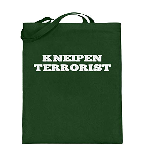 Sac en toile de jute résistant 38x42cm vert avec longues anses cousues