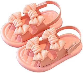 Kid Sandals Nonskid Bowknot - Decorative Fashion Adjustable Casual Open Toe Shoes for Girls Plastic Trendy Cute Flat
