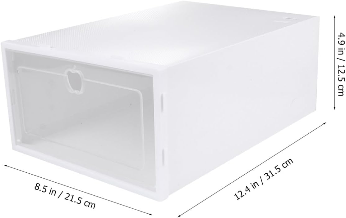 Ipetboom 6pcs Thickened Transparent Shoe Storage Boxes with Drawer Design Dustproof Stackable Shoe Organizer for Women Plastic Container Random White Frame Color