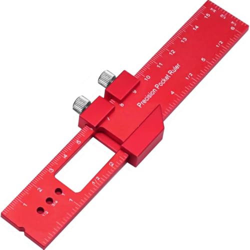 Aluminum Pocket Rule Woodworking Ruler Precision, Metal Slide Stop Marking Ruler Metric Inch Measuring Wood Working Scribing Rulers Measure Tool, Woodwork Adjustable Sliding Ruler (H160)
