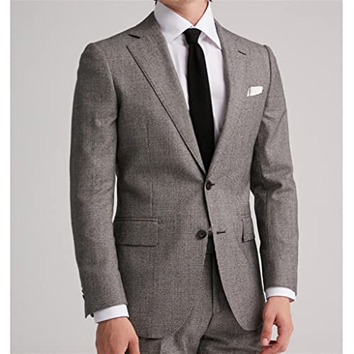 Plaid Men Suits Business Formal Gray Men's Suit Set Gentleman Casual Groom Wedding Blazers Suit Jackets(54 Code) - Image 4