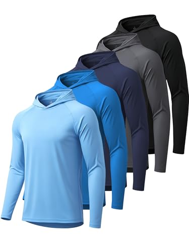 Image of Hoodies for Men UPF 50+ Sun Protection Fishing Shirts Long Sleeve Lightweight Rash Guard Shirt UV SPF Sweatshirt