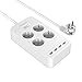 Produktbild dodocool Steckdosenleiste mit USB, Mehrfachsteckdose überspannungsschutz 4 Fach Steckdosen mit 4 USB Anschlüsse, 2300W Steckdosenadapter mit Schalter für Büro, Zuhause(Weiß, 1.5m Kabel)