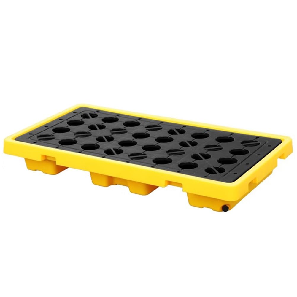 Générique Plateforme de rétention des déversements Robuste - Plateau en Plastique étanche pour fûts industriels et Stockage de liquides Dangereux, Conception Jaune Durable (127x67x17cm)