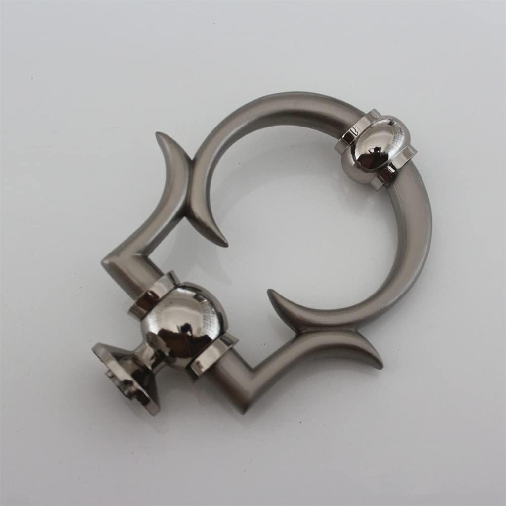 2pc European Knocker Black Sand Silver Luxury Knocker Zinc Alloy Knock Ring Door Knob Furniture Handle (Color : White-Fruit Peach5, Size : 102X115MM)