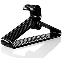 Plastic Hangers HD Heavy Duty, 40 Pcs. Black Color, Made in USA, 3/8 Thickness, Durable, Tubular, Lightweight, for Clothes, Coat, Pants, Shirts, Dress, TINEFF, Free and Quick delivery from USA