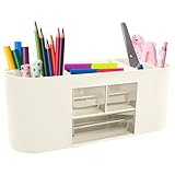 JLNGTHONG Organizador de escritorio blanco, organizador de escritorio, multifuncional, organizador de oficina con cajones para el hogar, escuela, suministros de oficina, organización de escritorio