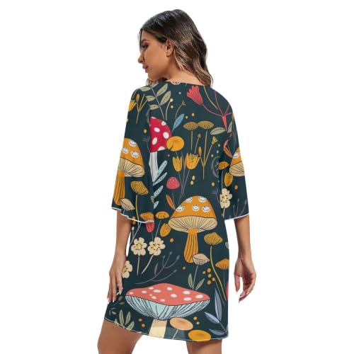 Robe manches 3/4 col V coupe ample masquant les formes - 2