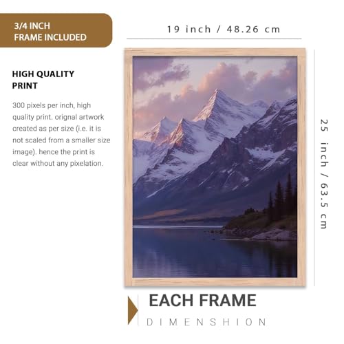 Image of kotart Big Aesthetic Mountains View Wall Art Paintings | Lake View Framed Painting | Nature Art Vastu Frames for Living Room Bedroom Wall Decor Set Of 3 (19X25 inch)