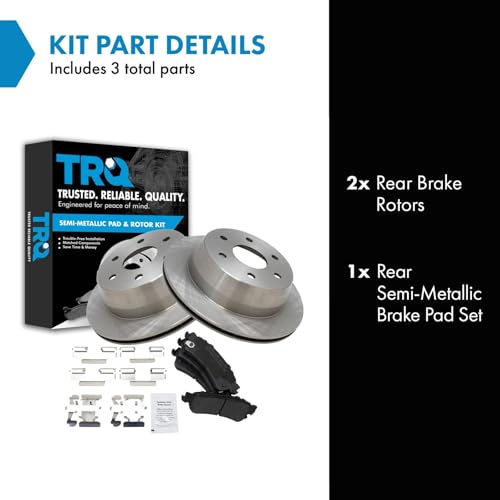 Image of TRQ Rear Brake Pad & Rotor Set Semi Metallic Vented Rotors | For 1999-2007 Chevrolet Silverado 1500 2000-2001 Tahoe 2003-2005 Astro 1999-2007 GMC Sierra 1500 2000-2001 Yukon