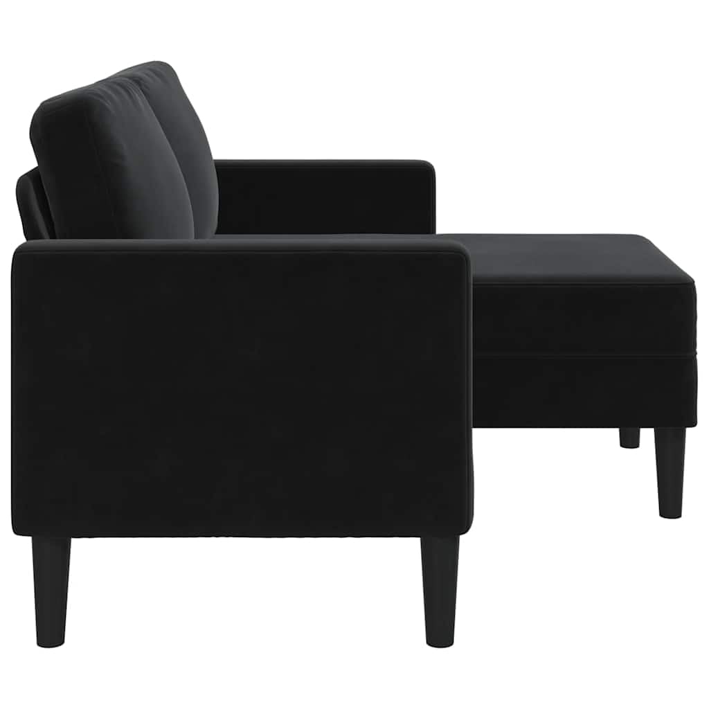vidaXL Sofa 2-osobowa z szezlongiem w kształcie litery L, czarna, 125 cm,