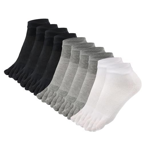 Soleeya 5 Pares Calcetines 5 Dedos Deportes Algodón Mujer Talla 35-39, Transpirable Calcetines Cortos de Cinco Dedos Mujer Verano Tobilleros Separadores de Dedos (B)