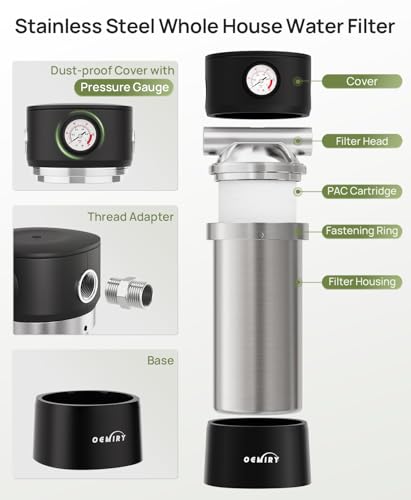Whole House Water Filter Stainless Steel Housing with Pressure Gauge - image 2