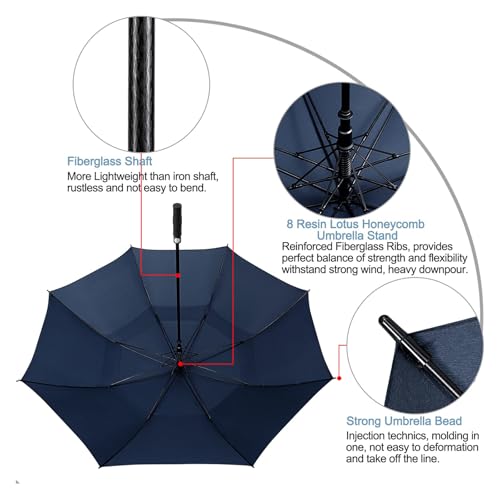 Image of G4Free 47 /54 /62 /68 Inch Automatic Open Golf Umbrella Oversize Extra Large Double Canopy Vented Windproof Waterproof Stick Umbrellas