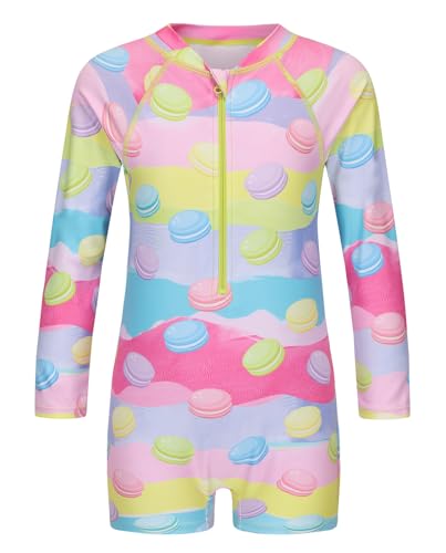 Image of Girls One Piece Rash Guard Swimsuits for Girl Long Sleeve Bathing Suits with UPF 50+ Sun Proctection Sunsuits 3-16 Years