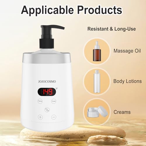 JOJOCOSMO Massage Oil Warmer Professional Lotion Warmers for SPA, Automatic Oil Lotion Cream Warmer For Salon, Home, with Two Oil Bottle Dispenser (White) - Thumbnail 2