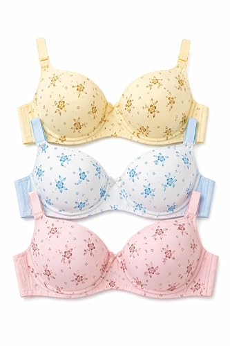 Image of Women's Padded Non-Wired Full Coverage Bra Polycotton Everyday Bra for Comfort & Support(Pack of 3)