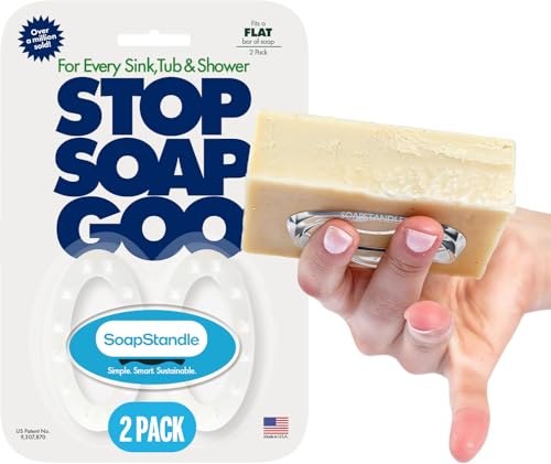 SoapStandle Bar Soap Gripper No Goo or Mess Soap Holder for Bath and Showers - Made from Post-Consumer Plastic, Handy, 2-Pack, Clear