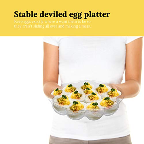 [3Pk] Devil Egg Trays With Lid For Party | Deviled Egg Containers/Platter/Holder/Carrier With Lid | Party, Transport, Stack | Holds 9-12 Eggs | Disposable Reusable | Upper Midland #TOP3