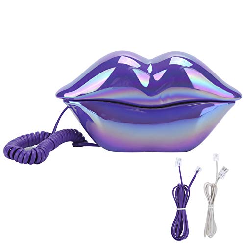 Teléfono fijo alámbrico con diseño de labios electroplateado miniatura 1