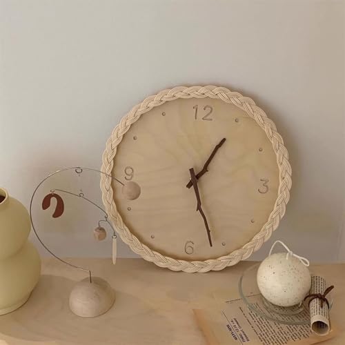 Reloj de pared de ratán creativo digital para decorar un salón moderno o dormitorio de B&B 6