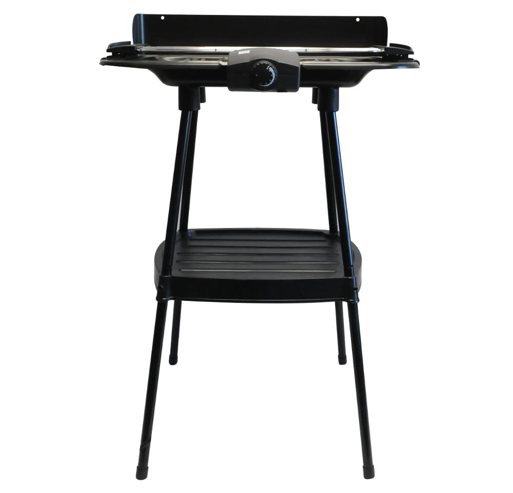 BASS, 2-in-1 Grill Elettrico, Free-standing E Come Dispositivo Da Tavolo, Grill Da Tavolo - BBQ Per Interni Ed Esterni - Rivestimento Antiaderente E Vassoio Raccogli Grasso, 46 x 23 cm