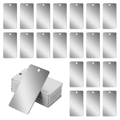 Metal Engraving Blanks Stainless Steel Rectangle Blank Tags Stamping Blanks Metal Tags, 1 Inch x 2 Inch, 20 Pack