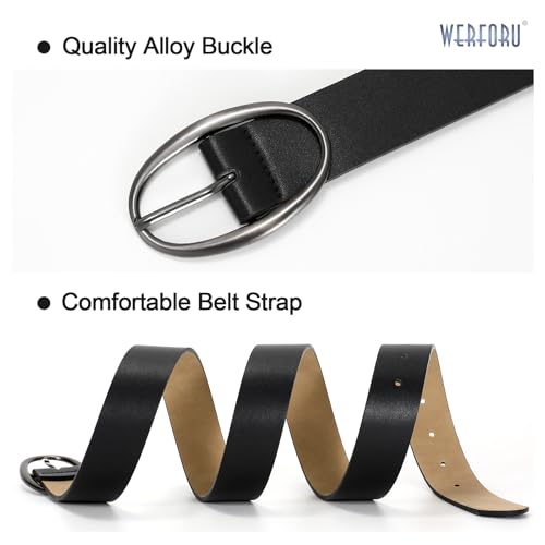 WERFORU Women Leather Belt Fashion Black Leather Belt for Jeans Dress with Black Buckle4