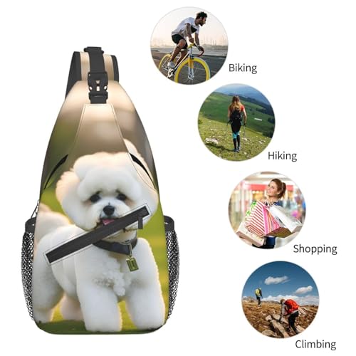Morrales de hombro con diseño de perro Bichon Frise negro miniatura 6