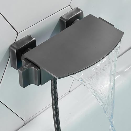 Robinet de baignoire laiton chrome cascade avec douchette manuelle - 6