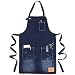 VANTOO Kochschürze mit Taschen und verstellbarem Nackenband, Denim-Küchenschürze für Männer und Frauen dunkelblau