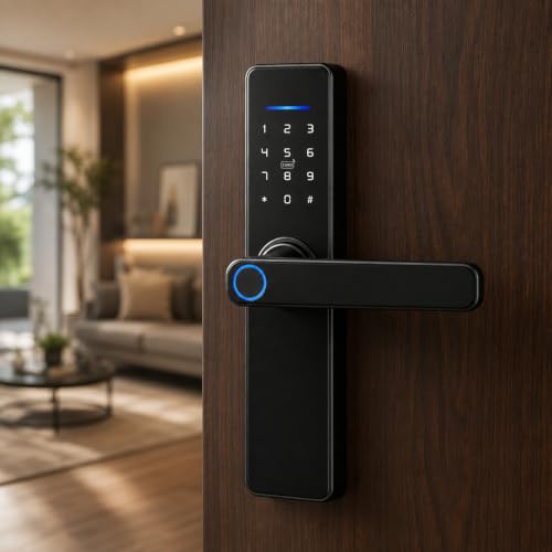 Fechadura Eletrônica Digital Biometria Smart Lock Bluetooth Impressão Preta