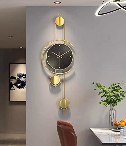 ARTEFACT Antique Gold & Black Color Designer Metal Wall Clock for Home I Office I Reception or Gift Wall Decor Clock (Size 36x22Inch)