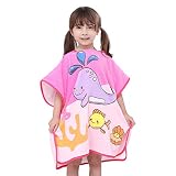 SearchI Toalla de Playa con Encapuchado 100% Algodón Albornoces para Bebés Niña Niño Toalla de Baño Dibujos Animada Ballena Infantiles Secado Rápido Manta de Baño(Rosa)