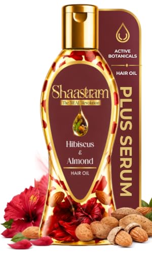 Image of Hibiscus & Almond For Dull & Dry Hair| Herbal Hair Oil (works like a serum) for Men & Women | With Real Hibiscus Seeds & Grapeseed Oil | Real Non-Sticky, Real Lightweight, Fast Absorbing Oil Serum - 180ml