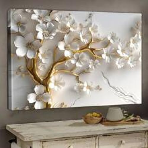 Toile florale moderne texturée grande décoration murale maison et bureau 40x60