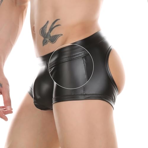 Men String Thong Exotic Men's Underwear Thongs and G-strings Sexy Leather Mens Thong Underwear with Bulge Pouch3