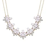 JERTOCLE Holiday Necklace for Women Crystal Mardi Gras St.Patrick's Day Flower Collar Necklace Rhinestone Carnival Lucky Bib Choker Necklace Festive Party Jewelry Gifts (White)