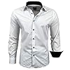 Subliminal Mode – Chemise Homme Bicolore uni Manches Longues Coupe Slim Business RN44,L,Blanc